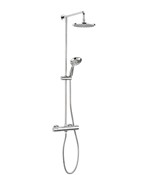 Fusion multifunction thermostatic shower valve with fixed head and three mode shower kit