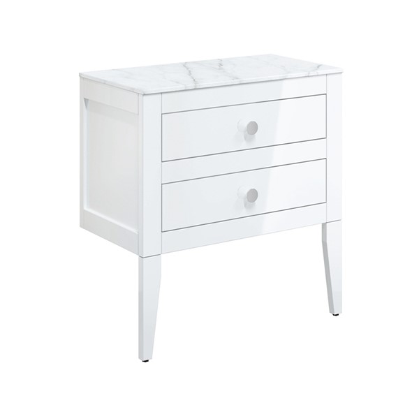 Canvass 700 Double Drawer Unit with Carrara Marble Effect Worktop ...