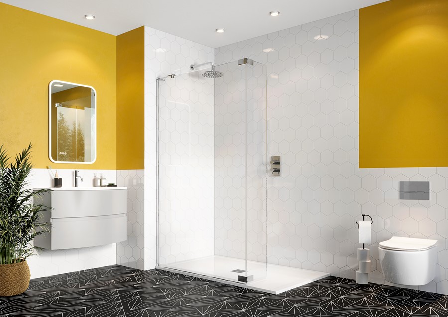 Showering Enclosures & Trays Svelte 8 Walk In & Deflector Panel