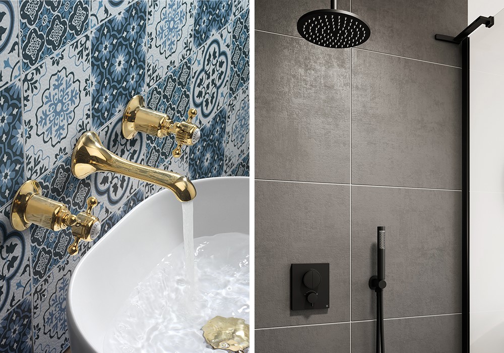 Modern Bathroom Colours | Be bold with Belgravia or MPRO brassware for a colourful modern bathroom. 