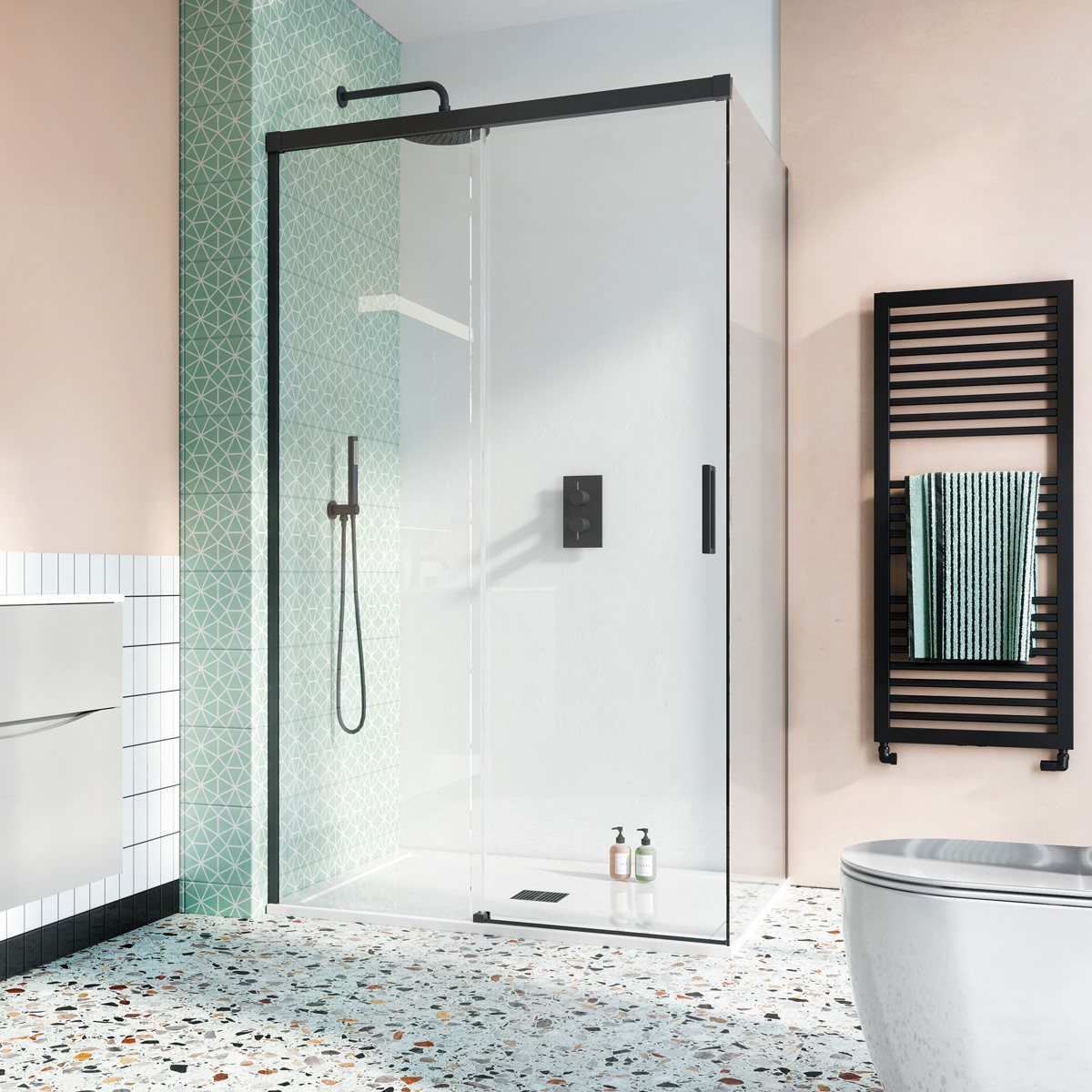 Contemporary Small Bathroom | Bring an innovative small modern shower solution to your home with sliding doors
